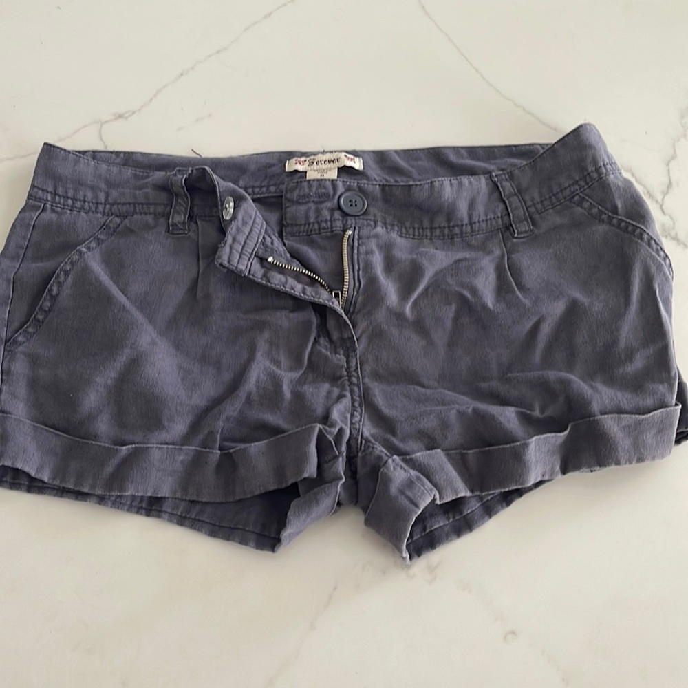 Forever 21 Y2K Gray Linen Shorts, Medium